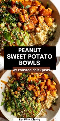 These sweet potato chickpea buddha bowls are easy to make, perfect for meal prep, healthy and vegan. These buddha bowls are easy to make and a gluten free dinner recipe.