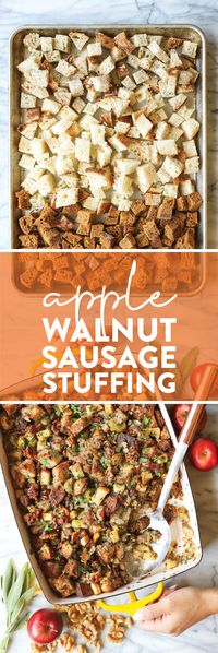 Apple Walnut Sausage Stuffing - Damn Delicious