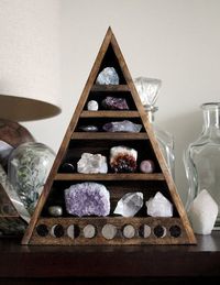 Step by step instructions for creating your own zen getaway. Display crystals and other treasures in a geometric shelf. Click through for more ideas for designing a tranquil space.