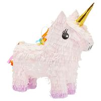 Item Description Add this adorable small unicorn pinata to your unicorn, princess or rainbow theme party supplies or us with other pool party decorations to create a fun and enjoyable atmosphere for an upcoming kids birthday party, baby shower, or other special celebration! This pinata in a unicorn design features an opening at the top for easy filling and measures 13x15.5x5 inches overall. Fill with party favors, toys, or chocolates that everyone can enjoy when the party is in full swing! Not o