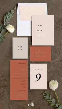 Modern wedding invitation suite in terracotta. #weddinginvitations #weddinginvitation #modernwedding #weddingstationery #wedding #everythingwedding #weddingideas #weddinginspiration