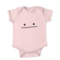 Soft and durable One-Piece - Short Sleeve kids clothing. Solid colors are 100% cotton, heather colors are cotton blends. Range of color options. Ditto, the transforming Pokémon, has decided to become a shirt!