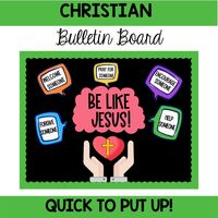 Christian Bulletin Board: Be Like Jesus: This is a super quick bulletin board! NO letters to cut! Everything is included in two sizes. Print only the pages you need. It looks great on simple black paper with any color border. I get lots of compliments and it took so little time! Gotta love that!