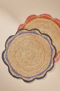 Hand-crocheted by women artisans in Madagascar, these raffia placemats make the perfect addition to your next garden party. | Handwoven Garden Party Placemat by Anthropologie in Beige, Women's