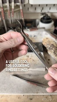 Another useful gadget for the workshop! ⚒️ If you regularly make rings then these tweezers can be super-handy and save a lot of time trying to position the band and setting together for soldering. They’re called ‘head and shank locking tweezers’ and so many of you asked about them after my last reel featuring the sea glass ring, that I’ve given them a dedicated reel of their own. Using them is pretty straightforward - but be warned, you should only close them far enough to hold your pieces...