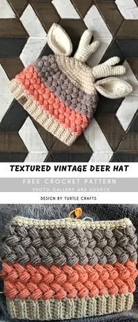 Textured Vintage Deer Crochet Hat FREE | Pattern Center