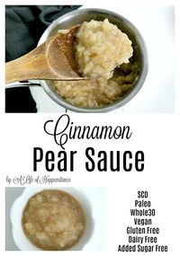 With less than five ingredients, this pear sauce recipe makes for an easy and simple healthy snack! It's a basic recipe that's SCD, Paleo, Whole30, Vegan, gluten free, grain free, dairy free, and added sugar free.