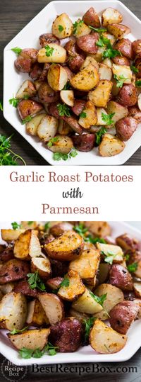 Easy Roasted Potatoes Recipe with Garlic, Rosemary, Parmesan Cheese | @bestrecipebox