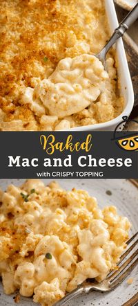 This is the absolute best Homemade Baked Mac and Cheese! This creamy and cheesy mac and cheese is made with 3 cheeses and topped with a crispy and tasty topping. This baked mac and cheese recipe is definitely the perfect comfort food dinner or holiday side dish. . #recipe #baked #macaroni #easy #holidays #Thanksgiving