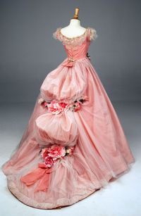 Victorian Dress with Peonies. Possibly the most over the top piece of Victorian fabulousness yet. Salmon pink. With giant peonies.