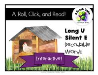 Take reading from the decodable word level to the sentence level with this fun, no-prep activity!  This Power Point presentation includes 30 Long U Silent E words and 30 practice sentences.  The sentences are made using Silent E, CCVC/CVCC words, consonant digraphs, VC/CVC words, and sight words from the Pre-K through 3rd grade Dolch lists so that students of many different ability levels have the opportunity to practice the sentences successfully. This is especially helpful with students receiving intervention or special education services.  This is a fun, interactive way to get students to sound out one syllable words, based on your focus skill. Students roll dice and choose a word to read from the matching numbered column. Then, the teacher clicks on the word they read and the student n