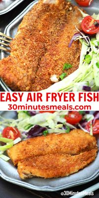 Air Fryer Fish features fresh catfish fillets covered in a Cajun-spiced polenta crust, then air-fried until perfectly tender with the crispiest exterior. #airfryer #fish #friedfish #easyrecipe #dinner #30minutesmeals