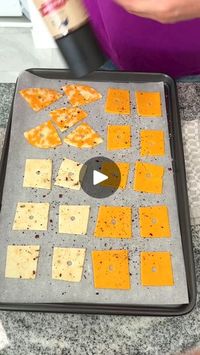 279K views · 4.6K reactions | Delicious Cheese Crisps you can make at home. | Delicious Cheese Crisps you can make at home.

These tasty cheese snacks are easy to make and ready in 20 minutes. My original recipe video is produced... | By My Life | This is how I make my cheese
crisp. I just cut slices of cheese into quarters. Place on
a baking sheet. Use a straw to poke holes in the center of
each piece of cheese. Then I take pepper, salt, crushed red
pepper, pop in the oven for 20 minutes at 275 and voila.
Family favorite.