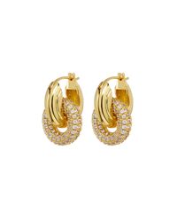 Pave Interlock Hoops- Gold | Luv Aj