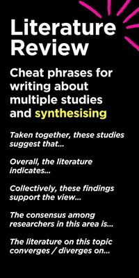 Synthesis is crucial in your literature review, demonstrating your understanding of how different items of literature relate to each other around your research topic. Use these sentence templates to help you articulate your observations and click through to get my PDF with 45 sentence starters to help with every section of your literature review.