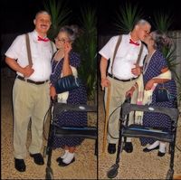 DIY Couple Costumes for Halloween: Grandparents. Dead Themed Party- we arrived "almost dead". Thrift Store findings!