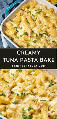 Indulge in a comforting and creamy tuna pasta casserole that's both delicious and light on calories. This recipe by Skinny Spatula combines tender pasta, flavorful tuna, and a luscious sauce for a satisfying meal that won't weigh you down. Perfect for a cozy family dinner or meal prep for the week, this dish is sure to become a favorite in your kitchen. Enjoy the perfect balance of taste and nutrition with every bite.