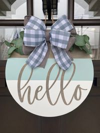 Hello Wooden Sign Spring hello Welcome Sign Round | Etsy