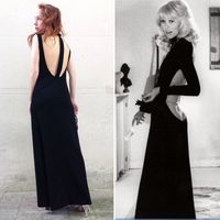 1970s French VTG black maxi dress T cutout backless by laminuinette on Etsy