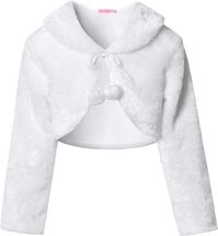 Amazon.com: Girls White Shrug Sweaters Faux Fur Cardigan Bolero Kids Shawl Wrap, Size 12 13: Clothing, Shoes & Jewelry