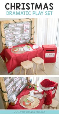 Set up a Christmas themed Dramatic Play area in your home or classroom. Perfect for role-playing Santa's Workshop with your preschool, kindergarten and toddlers! Includes 7 different stations - letter writing, gingerbread play dough, wrapping presents, decorating the tree, wishlist making and more! Includes all of the printables you need for this festive season!