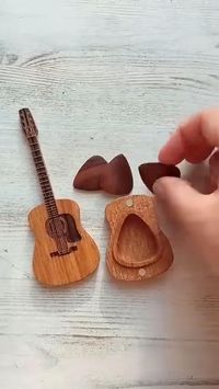 Personalized acoustic guitar box for guitar picks with stand