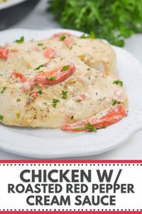 Chicken with roasted red pepper cream sauce bursts with mouth-watering sweet and smoky flavors that revolutionizes your culinary game. It's the perfect family favorite to sink your teeth into.