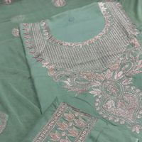 Light Green Golden Zari Work Dress Material