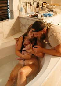 Beautiful home birth - baby came fast and beautifully into mamas arms in the bath tub 

#homebirth #homebirthmama #waterbirth #physiologicalbirth #birthstory #birth