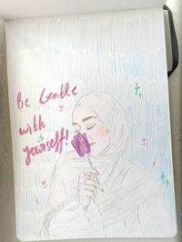 Remindee to be gentle with yourself, youre still learning and growing 🌷
#muslimart #muslimartist #hijabart #hijabiartist #sketchbook