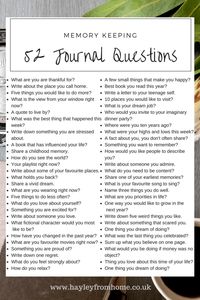 52 Journal Questions For The Bullet Journal - Hayley from Home Project Life Lauren B Montana