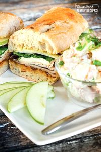 This Turkey Sandwich with Brie is chock full of creamy brie cheese, tender turkey and thinly sliced tart apple. Unique flavors blend together for one mouthwatering sandwich! #turkey #brie #turkeysandwich #turkeyandbriesandwich #deliturkey #apples #briecheese #FavoriteFamilyRecipes #favfamilyrecipes #FavoriteRecipes #FamilyRecipes #recipes #recipe #food #cooking #HomeMade #RecipeIdeas