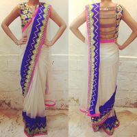 Great idea on how to design the blouse and sari draping.