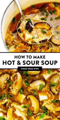 This amazing Hot and Sour Soup recipe is super-easy to make in just 25 minutes, and tastes even better than the Chinese restaurant version! It's also a great healthy dinner recipe that's naturally vegetarian and gluten-free. | gimmesomeoven.com #soup #chinese #dinner #glutenfree #vegetarian #healthy #side #takeout