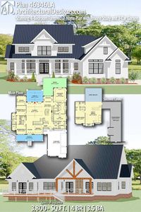 Architectural Designs Home Plan 46346LA gives you 4 bedrooms, 3.5 baths and 3,800+ sq. ft. Ready when you are! Where do YOU want to build? #46346LA #adhouseplans #architecturaldesigns #houseplans #architecture #newhome #newconstruction #newhouse #countryliving #homeplans #architecture #home #farmhouse #homesweethome