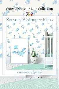 Gorgeous baby blue dinosaur wallpaper for your boy nursery dinosaur themed wall decor. Create a feature wall for your kids bedroom with this easy to use peel and stick wallpaper which can be removed and repositioned with ease. Children are what moves us so create your dinosaur wonderland nursery theme with the realization of your children's dreams. Ozscape it @ #ozscapehomedecor & #ozscapedesignsart