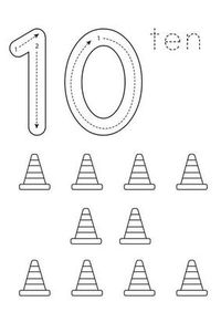 Tracing number ten. Preschool worksheet. Black and white. 8813595 Vector Art at Vecteezy