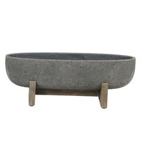 Patio Oval Standing Pot - Grey Stone - LH Imports PAT010 Patio Oval Standing Pot - Grey Stone PAT010 Features:  Beautiful acacia wood basePot is made of Ficonstone for durability and longevity.Perfect for indoor and outdoor use.  Dimensions: 25.2 x 7.5 x 9.1  Item Weight:Approximately 13 lbs.