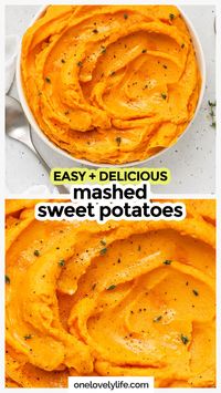 These easy mashed sweet potatoes are simple enough to serve with weeknight chicken or meatloaf, but elegant enough to serve as a Thanksgiving side dish or at a holiday dinner. Even better? They're naturally gluten-free! So...basically this sweet potato mash is the perfect side dish! You'll love our seasoning blend and our tips for getting the texture just right, but don't miss all our favorite main dishes to serve them with. Get the recipe & more gluten-free Thanksgiving ideas at One Lovely Life