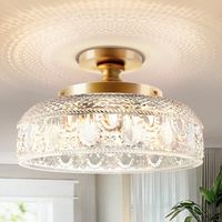 Premium Metal: Our ceiling lights boast brushed gold scratch-resistant polished finish that maintains its polished appearance. The high-quality metal base ensures durability and a lasting modern appearance. | House of Hampton® Jamiylah Glass Semi Flush Mount Glass in Yellow, Size 4.3 H x 12.0 W x 12.0 D in | Wayfair