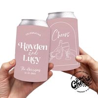 Our Premium Stubby Holders are the ultimate addition to your wedding, event, or birthday party! Practical and good lookin', our custom coolers are a party favour your guests will actually use AND keep - it's a YES from us. MADE BY US IN QLD AUSTRALIA Designed, printed & handmade by us The Cheers Co! (No nasty overseas out-sourcing) Our on-trend designs are customised with your event details High resolution, full colour sublimated print Australian-Made 5mm Premium Neoprene (Super thick, all the b