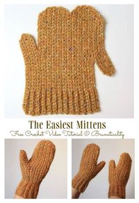 The Easiest One Piece Mittens Free Crochet Pattern Video Tutorial