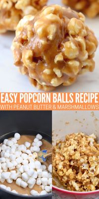 Calling all peanut butter lovers! These Peanut Butter Popcorn Balls are a delicious treat and so easy to make. Salty popcorn is combined with a creamy peanut butter marshmallow sauce for a scrumptious, sweet and salty snack.