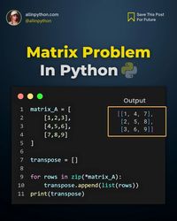 transport of matrix using zip function in python