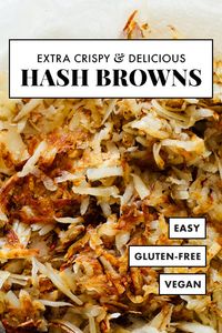 Learn how to make the best CRISPY hash browns at home! They’re SO easy to make. These are lighter and healthier than greasy diner hash browns, too, since they’re made with olive oil. #cookieandkate #hashbrowns #breakfastrecipe #hashbrownrecipe #potatorecipe #healthyrecipe