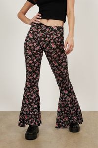 Flared Printed Pants - Floral Print Pants - Print Bell Bottoms - $11 | Tobi