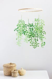 DIY paper maidenhair fern mobile