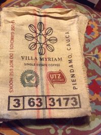 PRICES MAY VARY. Used Burlap Coffee Bags - Natural Burlap Fabric Random prints - could be same or different prints Either side cuts or top cuts Used Burlap Coffee Bags Authentic used Burlap Coffee bags are approximately 28" x 36", each bag may contain different design/prints, and may have lingering residue, dirt, stains, or odors associated from the transport and storage of coffee beans. These used burlap bags are bio-degradable and environmentally friendly. Burlap coffee bags have mul