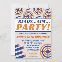 Ready, Aim, Party! Nerf Gun Themed Birthday Party Invitation