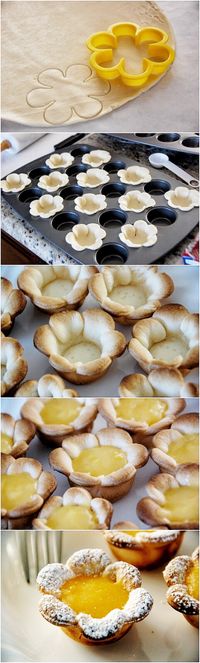 Flower shaped Mini Lemon Curd Tarts Cookies Recipe